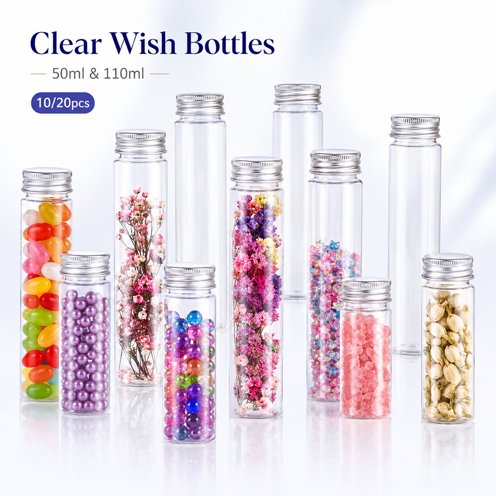 Wedding Decoration Supply - 20 pezzi di flaconi piatti trasparenti